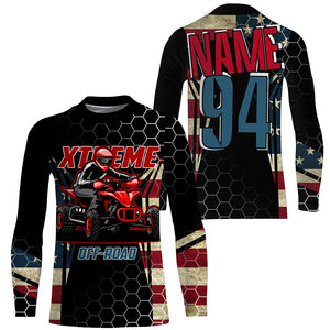 Custom ATV Motocross Jersey UPF30+ American Flag Quad Bike Shirt Adult Youth Xtreme Racing NMS1351