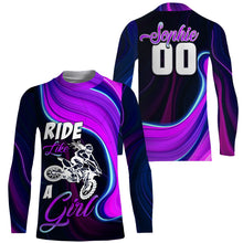 Load image into Gallery viewer, Ride Like A Girl Custom Motocross Jersey UPF30+ Women Dirt Bike Shirt Long Sleeves NMS1354