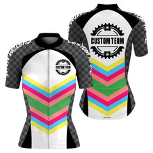 Load image into Gallery viewer, Womens cycling jersey UPF50+ Black biking tops with 3 pockets Reflective bike shirt Custom team| SLC123