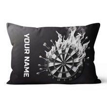 Load image into Gallery viewer, Black White Darts Flame Custom Throw Pillow Personalized Darts Gifts LDT1159