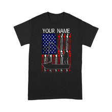 Load image into Gallery viewer, American flag fisherman kayak fishing custom name US fishing rod D05 NQS1244- Standard T-shirt