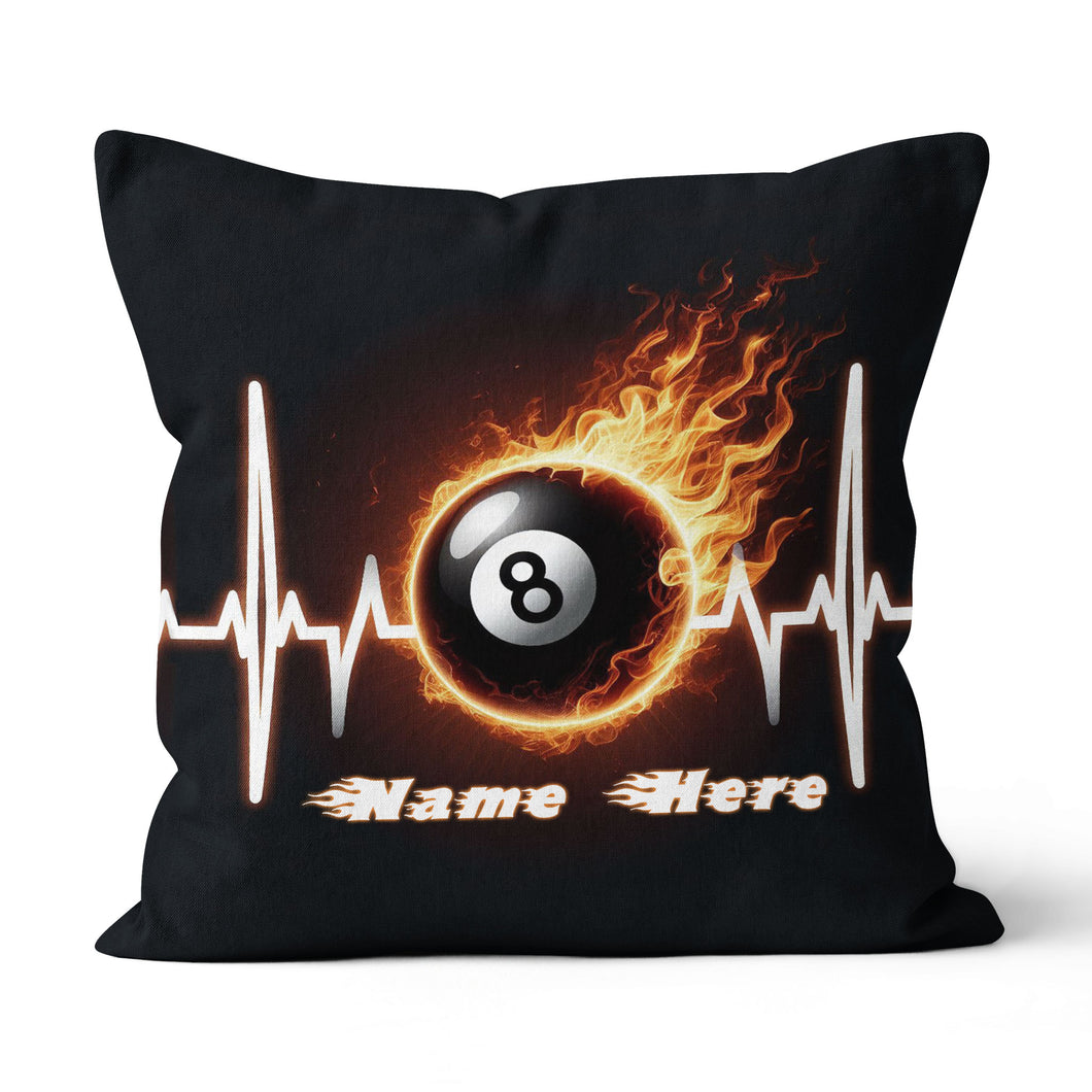Funny Heartbeat Pulse 8 Ball Pool Flame Customized Name Billiard Pillows TDM0890