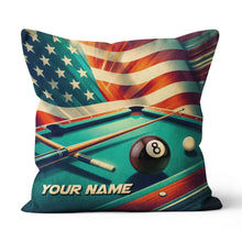 Load image into Gallery viewer, Personalized US Flag 8 Ball Billiard Pillow, Throw Pillow Billiard Gifts VHM0903