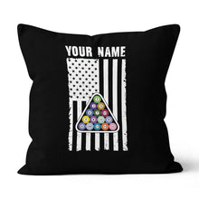 Load image into Gallery viewer, Custom Black White American Flag Billiard Pillow, Patriotic Pillow Gifts TDM0792