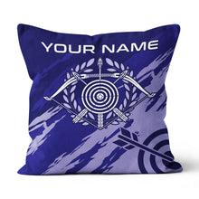 Load image into Gallery viewer, Personalized Purple Archery Throw Pillow Custom Name Target Pillow Gifts TDM0787