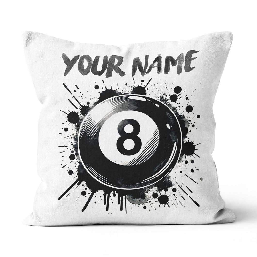 Personalized 8 Ball Pool White Pillow Custom Billiard Throw Pillows TDM0810