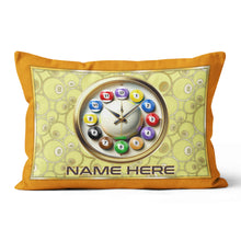Load image into Gallery viewer, Funny Clock Billiard Balls Custom Yellow Pillow, Best Pool Throw Pillow TDM0903