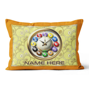 Funny Clock Billiard Balls Custom Yellow Pillow, Best Pool Throw Pillow TDM0903