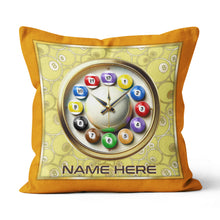 Load image into Gallery viewer, Funny Clock Billiard Balls Custom Yellow Pillow, Best Pool Throw Pillow TDM0903