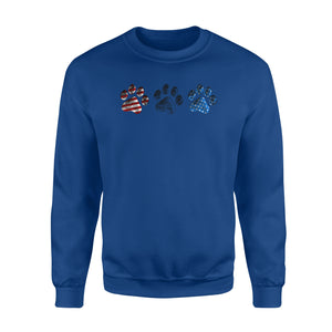 Red White Blue American Flag Dog paws Sweatshirt design gift ideas for Dog lovers  - SPH85