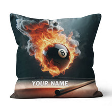 Load image into Gallery viewer, Personalized Flaming 8 Ball Pool Pillow Custom Billiard Pillows Gifts TDM0816