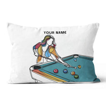Load image into Gallery viewer, Multicolor Continuous Line Funny Players Billiards Custom White Pillows TDM0822