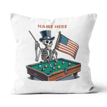 Load image into Gallery viewer, Personalized Funny Skeleton Playing Billiard Custom Name Billiard Pillow TDM0876