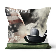 Load image into Gallery viewer, Smoke American Flag Custom Golf Pillow Patriotic Personalized Golf Gifts LDT1188