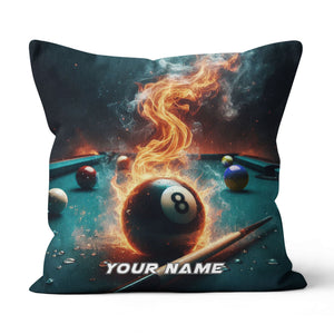 Personalized Fire 8 Ball Billiard 3D Pillow Custom Throw Pillow Billiard VHM0893