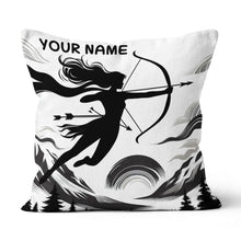 Load image into Gallery viewer, Custom Black White Funny Women Archer Pillow, Archery Decorative Pillows TDM0824