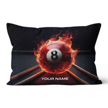 Load image into Gallery viewer, Personalized Flaming 8 Ball Pool Cue Billiard Pillow, Best Pillows Gifts TDM0748
