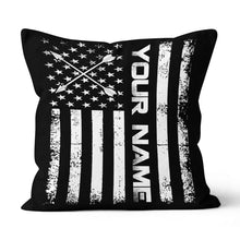 Load image into Gallery viewer, Custom Black White Vintage US Flag Archey Pillow, Patriotic Throw Pillow TDM0776