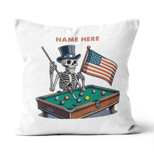 Load image into Gallery viewer, Personalized Funny Skeleton Playing Billiard Custom Name Billiard Pillow TDM0876