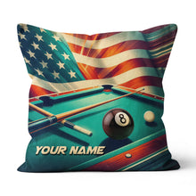Load image into Gallery viewer, Personalized US Flag 8 Ball Billiard Pillow, Throw Pillow Billiard Gifts VHM0903