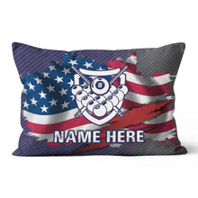 Load image into Gallery viewer, Personalized US Flag Billiards 8 Ball Throw Pillow Custom Billiard Gifts VHM0919