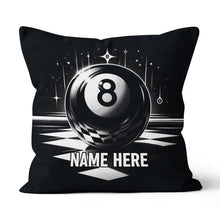 Load image into Gallery viewer, Billiard 8 Ball Pool Custom Name Black Pillow Best Billiard Pillow Gifts TDM0873