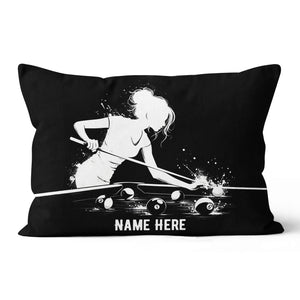 Funny Billiard Player Custom Black Pillows, Billiards Decorative Pillows TDM0830