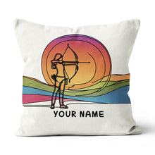 Load image into Gallery viewer, Multicolor Continuous Line Funny Player Archery Custom Name White Pillow TDM0825