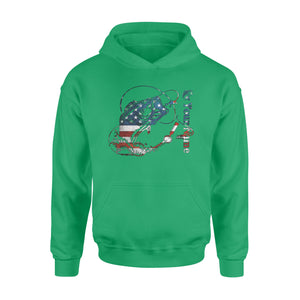 US Bass Fishing American Flag Custom name Hoodie D02 NQS1248