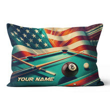 Load image into Gallery viewer, Personalized US Flag 8 Ball Billiard Pillow, Throw Pillow Billiard Gifts VHM0903