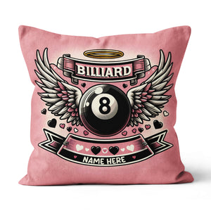 Personalized 8 Ball Pool With Wings Pillow Best Billiard Valentine Gifts TDM0885