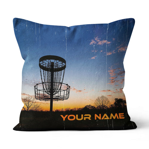 Sunset Disc Golf Basket Custom Name Pillow Personalized Disc Golf Gifts LDT1109