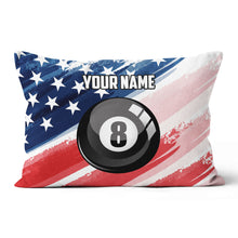 Load image into Gallery viewer, Personalized 8 Ball Pool American Flag Pillow, Patriotic Billiard Gifts TDM0769