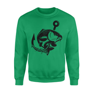 Carp fishing tattoos Customize name Crew Neck Sweatshirt, personalized fishing gifts for fisherman - NQS1208