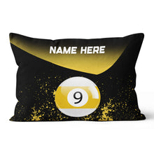 Load image into Gallery viewer, Personalized Yellow 9 Ball Billiard Pillow Custom Gifts For Pool Players VHM0926