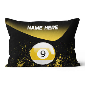 Personalized Yellow 9 Ball Billiard Pillow Custom Gifts For Pool Players VHM0926