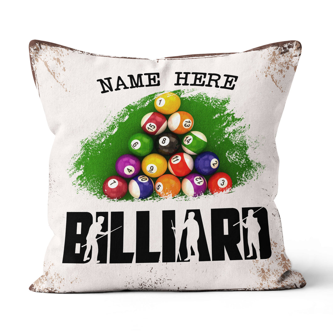 Personalized Billiard Balls Custom Grunge Style Billiard Throw Pillow TDM0898