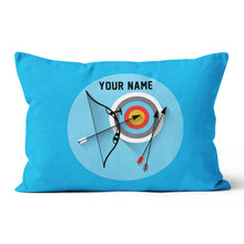 Load image into Gallery viewer, Personalized Archery Set Blue Pillow, Best Throw Pillows Archery Gifts TDM0763