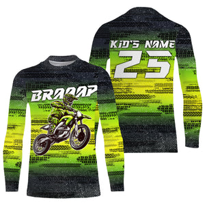 Custom dirt bike jersey youth kid adult UPF30+ MX racing green Motocross off-road shirt motorcycle PDT112