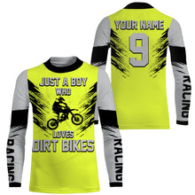 Load image into Gallery viewer, Just A Boy Who Loves Dirt Bikes custom jersey green UPF30+ men boys motocross racewear off-road NMS969