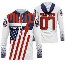 Load image into Gallery viewer, Custom motocross jersey American flag UPF30+ men women kid dirt bike racing motorcycle Patriotic NMS1001