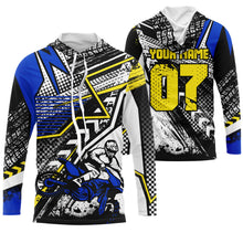 Load image into Gallery viewer, Blue Motocross jersey youth kid adult dirt bike custom UPF30+ MX riding extreme shirt motorcycle PDT93