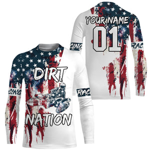 Patriotic motocross jersey Dirt Nation UPF30+ custom American flag adult&kid MX racing motorcycle NMS960