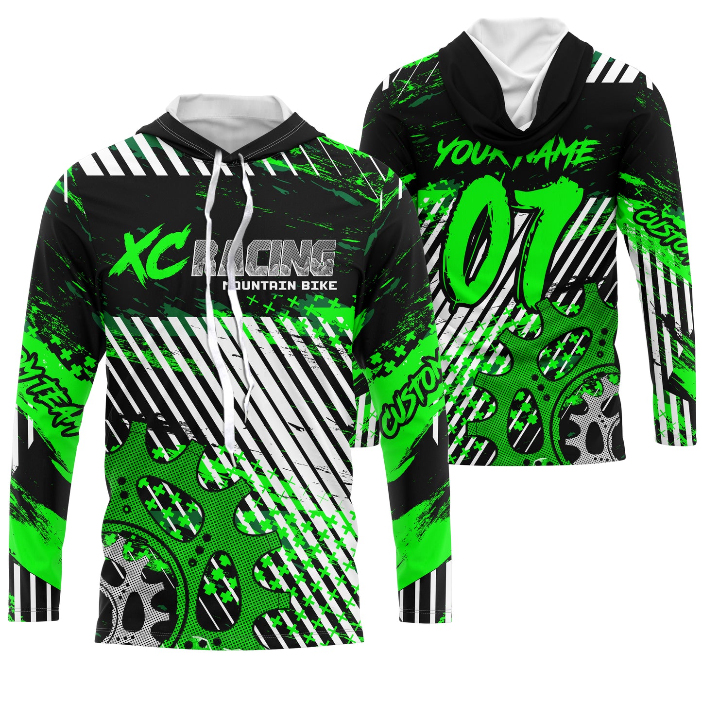 Cross-country XC mountain bike jersey UPF30+ Green kid adult MTB shirt youth boys cycling gear| SLC106