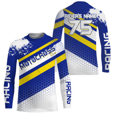 Load image into Gallery viewer, Custom motocross jersey blue dots UPF30+ kids men women dirt bike enduro motorcycle off-road shirt NMS1030