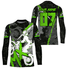 Load image into Gallery viewer, Kids boys girls custom Motocross off-road jersey green UPF30+ xtreme MX dirt bike shirt motorcycle PDT191