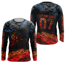 Load image into Gallery viewer, Kid men women orange Motocross jersey UPF30+ personalized MX shirt off-road racing motorcycle PDT07