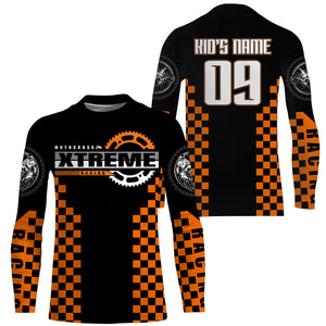 Orange Motocross jersey custom kid men women UPF30+ dirt bike riding extreme MX shirt motorcycle PDT94