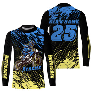 MX jersey custom blue Motocross for kid men women UPF30+ dirt bike racing shirt off-road racewear PDT101