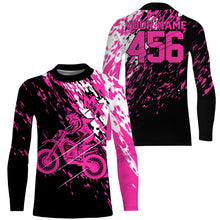 Load image into Gallery viewer, Personalized dirt bike jersey adult&amp;kid UPF30+ Motocross biker girl MX racing off-roading - Pink| NMS910